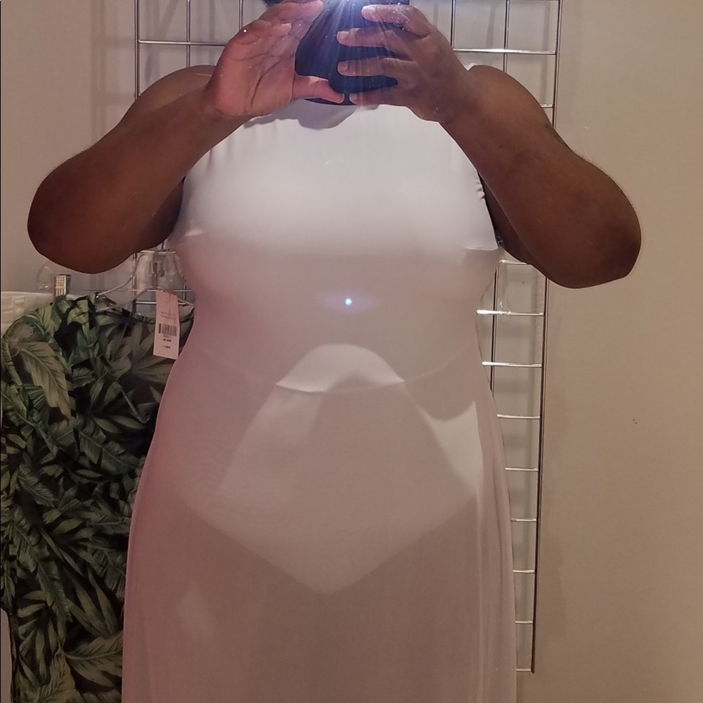 Fashion to Figure - White Maxi See Through Dress with bodysuit underneath, 14-16